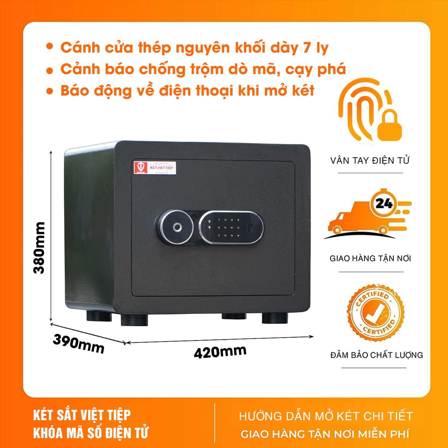 Két sắt Việt Tiệp siêu cường KVTSC41 Vân tay điện tử