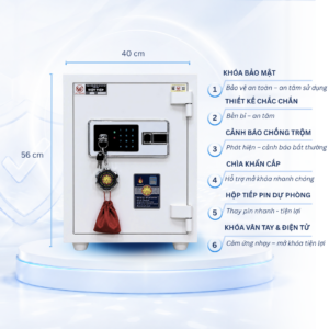 Két sắt VT 56 khóa điện tử vân tay Báo điện thoại