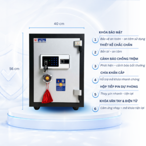 Két sắt VT 56 khóa điện tử vân tay Báo điện thoại