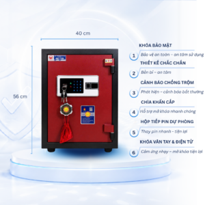 Két sắt VT 56 khóa điện tử vân tay Báo điện thoại