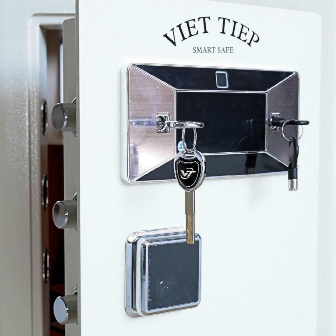 Két sắt Việt Tiệp Mẫu KVT70 khóa vân tay điện tử màu trắng Két sắt Việt Tiệp Mẫu KVT70 khóa vân tay điện tử màu trắng
