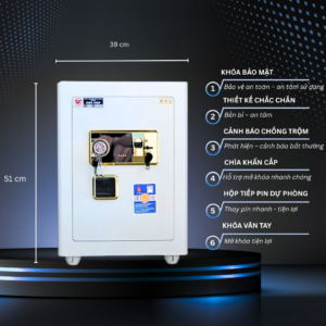 Két sắt Việt Tiệp Mẫu KC51 khóa vân tay trắng