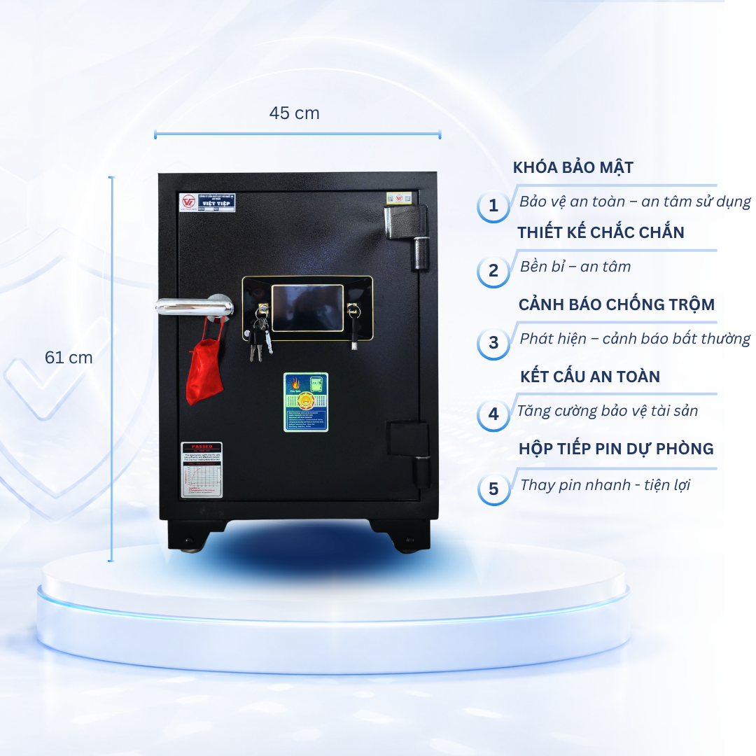 Két sắt Việt Tiệp Mẫu KV61 khóa điện tử cánh đen