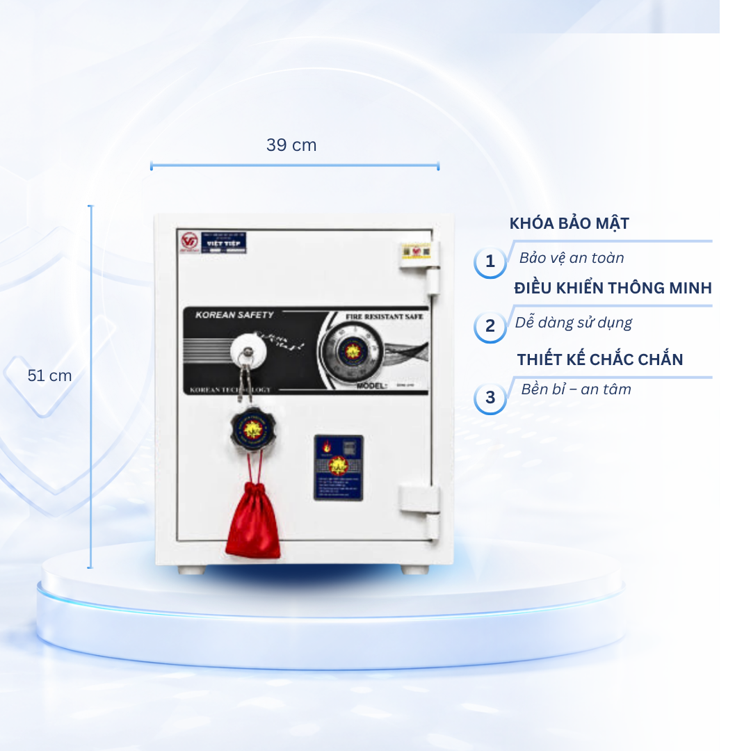 Két sắt Việt Tiệp Mẫu VT56 khóa cơ trắng