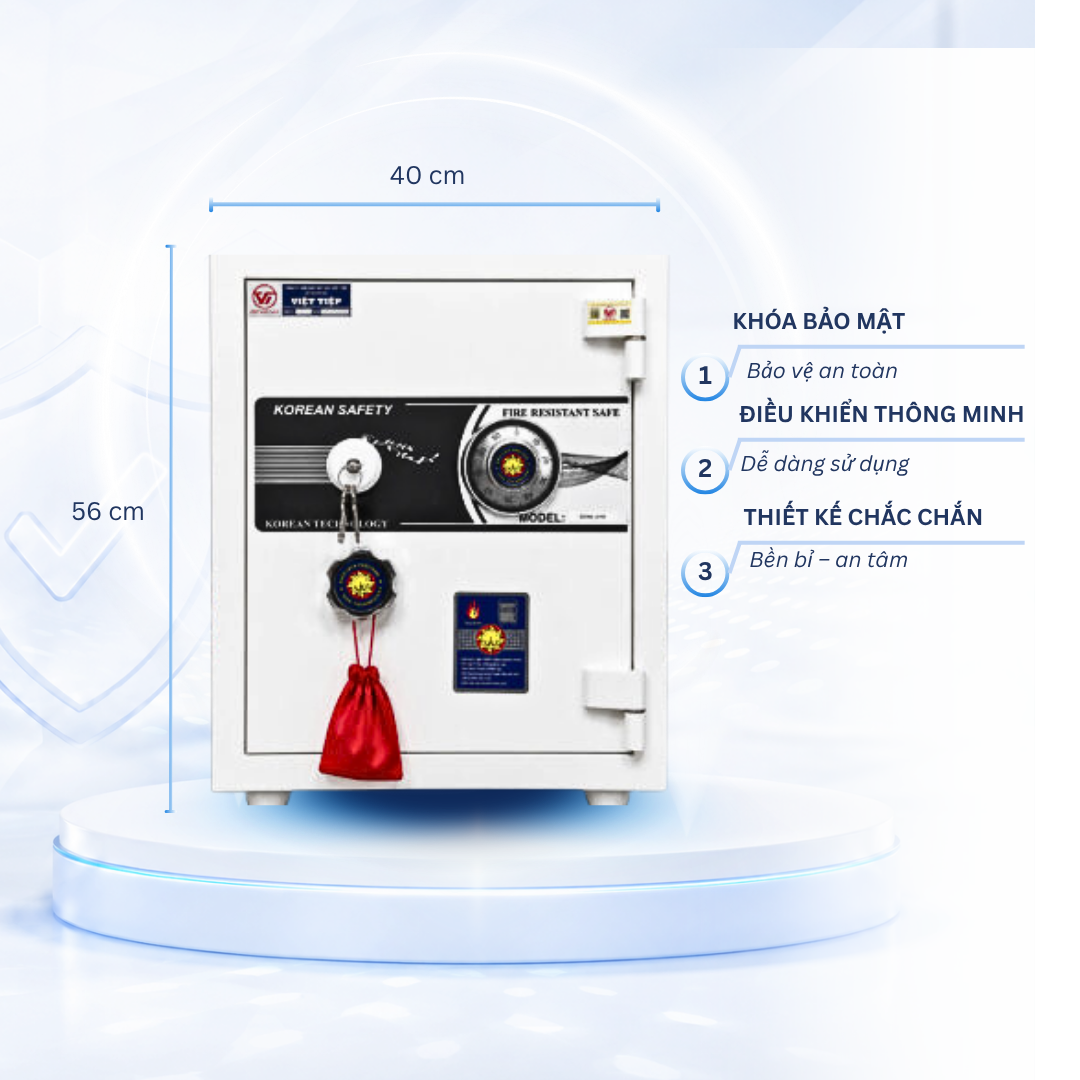 Két sắt Việt Tiệp Mẫu VT56 khóa cơ trắng