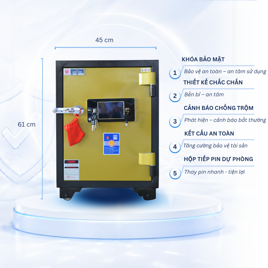 Két sắt Việt Tiệp Mẫu KV61 khóa điện tử cánh đen