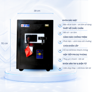 Két sắt Việt Tiệp Mẫu KC51 khóa vân tay điện tử cánh đen