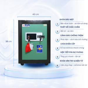 Két sắt Việt Tiệp Mẫu KC56 khóa vân tay cánh xanh