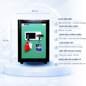 Két sắt Việt Tiệp Mẫu KC51 khóa vân tay điện tử cánh đen
