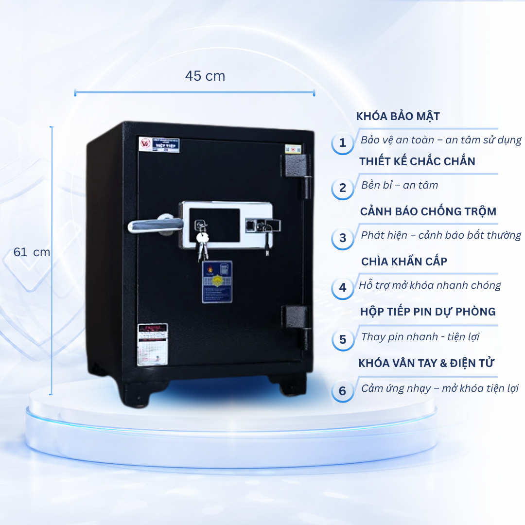 Két sắt Việt Tiệp KV61 điện tử vân tay màu đen