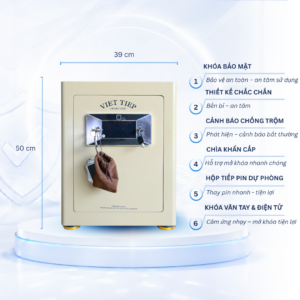 Két sắt Việt Tiệp Mẫu KVT50 khóa vân tay điện tử màu trắng