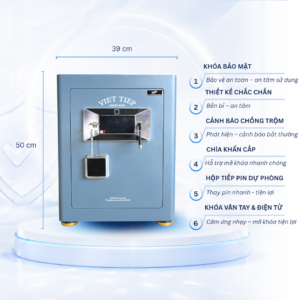 Két sắt Việt Tiệp Mẫu KVT50 khóa vân tay điện tử màu trắng