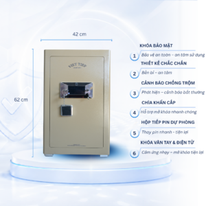 Két sắt Việt Tiệp Mẫu KVT62 khóa vân tay điện tử màu nâu