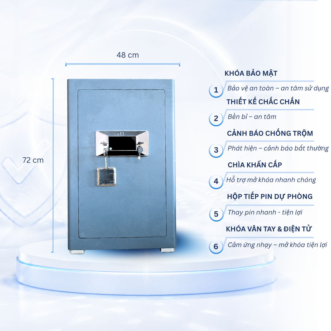 Két sắt Việt Tiệp Mẫu KVT70 khóa vân tay điện tử màu xanh Két sắt Việt Tiệp Mẫu KVT70 khóa vân tay điện tử màu xanh