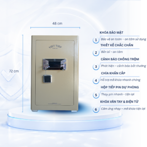 Két sắt Việt Tiệp Mẫu KVT70 khóa vân tay điện tử màu nâu