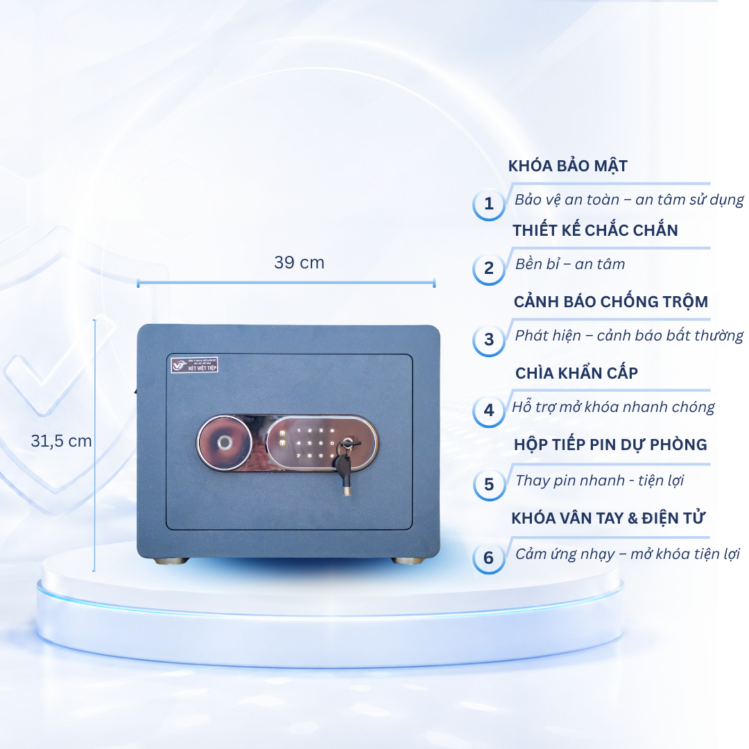Két sắt Việt Tiệp Mẫu VT - K30 khóa vân tay điện tử màu trắng Két sắt Việt Tiệp Mẫu VT - K30 khóa vân tay điện tử màu trắng