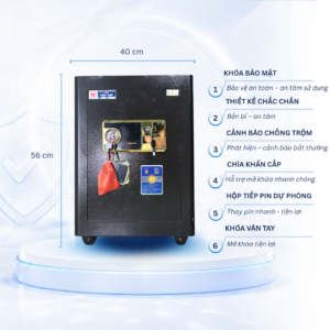 Két sắt Việt Tiệp Mẫu KC56 khóa vân tay cánh đen