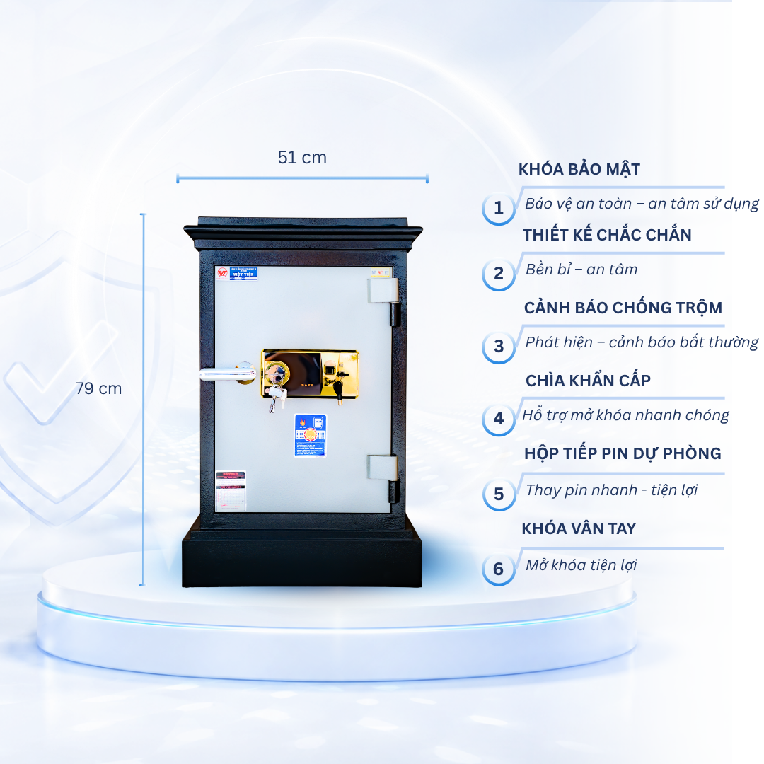 Két sắt Việt Tiệp Mẫu KP80 khóa Vân Tay