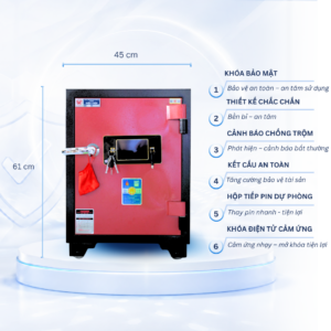 Két sắt Việt Tiệp Mẫu KV61 khóa điện tử cánh đỏ