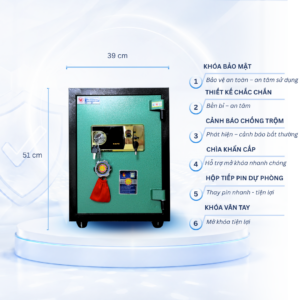 Két sắt Việt Tiệp Mẫu VT51 khóa vân tay cánh xanh