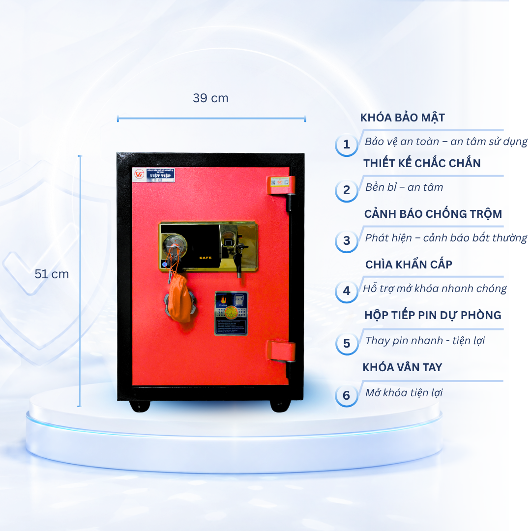 Két sắt Việt Tiệp Mẫu VT51 khóa vân tay cánh xanh