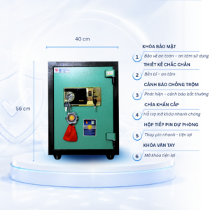 Két sắt Việt Tiệp Mẫu VT56 khóa vân tay cánh xanh