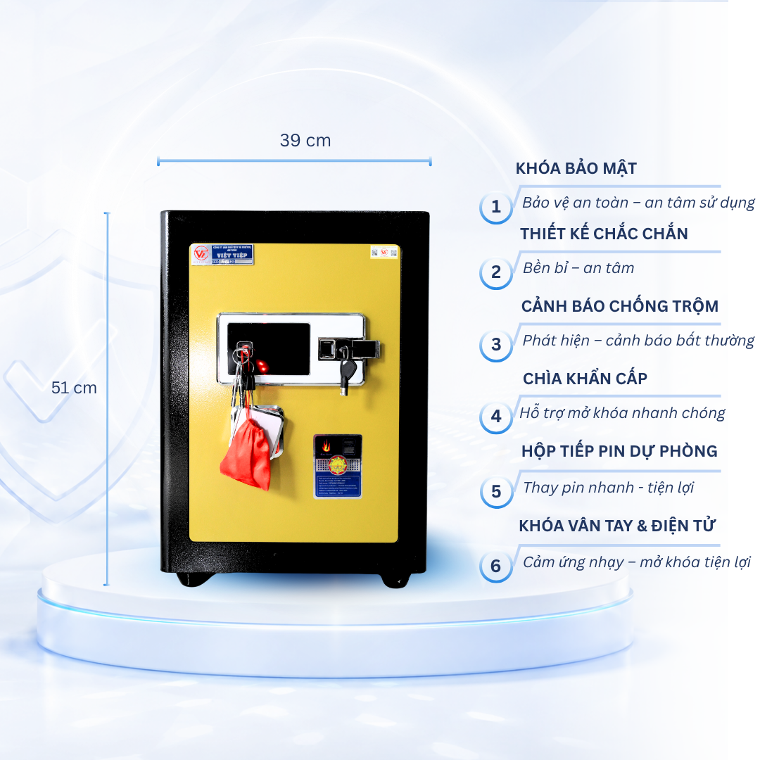 Két sắt Việt Tiệp Mẫu VT51 khóa vân tay điện tử cánh đen Két sắt Việt Tiệp Mẫu VT51 khóa vân tay điện tử cánh đen