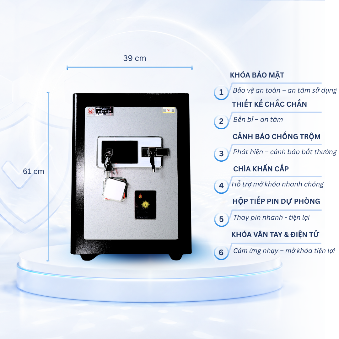 Két sắt Việt Tiệp Mẫu VT51 khóa vân tay điện tử cánh đen Két sắt Việt Tiệp Mẫu VT51 khóa vân tay điện tử cánh đen