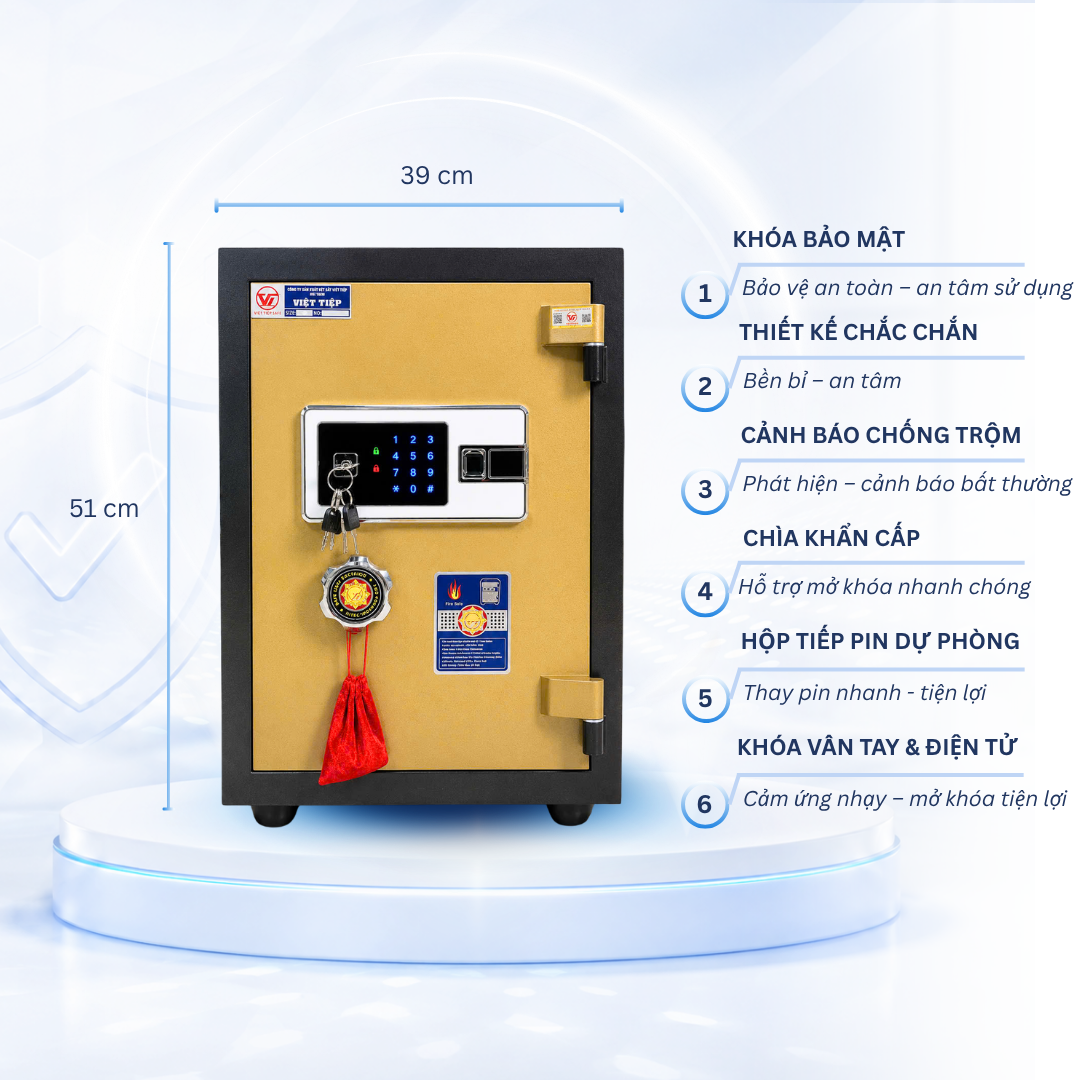 Két sắt Việt Tiệp Mẫu VT51 khóa vân tay điện tử trắng Két sắt Việt Tiệp Mẫu VT51 khóa vân tay điện tử trắng