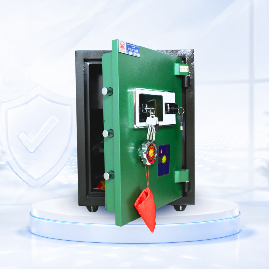 Két sắt Việt Tiệp Mẫu VT51 khóa vân tay điện tử cánh xanh Két sắt Việt Tiệp Mẫu VT51 khóa vân tay điện tử cánh xanh