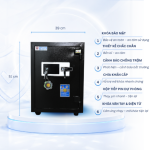 Két sắt Việt Tiệp Mẫu VT51 khóa vân tay điện tử cánh đen