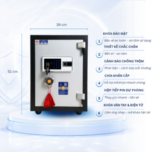 Két sắt Việt Tiệp Mẫu VT51 khóa vân tay điện tử trắng